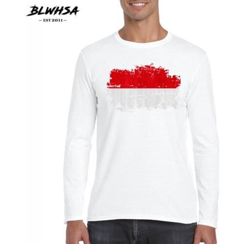BLWHSA New Spring Fashion Indones T-Shirt Long Sleeve Round Neck T Shirt Indonesia Flag Printed Tshirts Men Fitness Camiseta