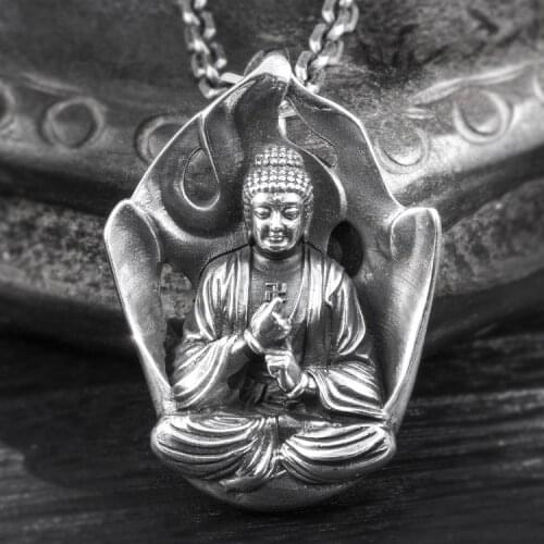 Solid 999 Sterling Silver handmade Buddha amulet mens pendant Charm jewelry A5687