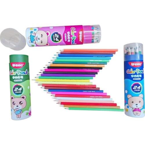 Hot Sale Colors Packing Drawing Set Pencils Special Gift For Children 24 Pcs Per Barrel Creative Cute Item Kids Weibo 95303Stock