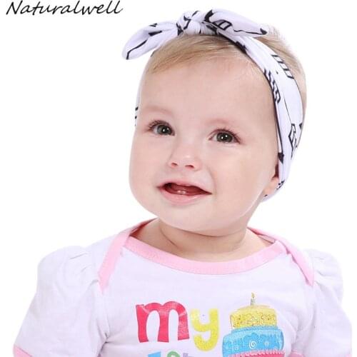 Naturalwell Fashion Little Girls Rabbit Bow Ear Hairband Kids Top knot DIY Headband Child Turban Knot Head Wraps 1pc HB525