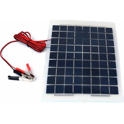 New Polycrystalline Cells DIY Energy Solar Panel Battery Module 12V 10W With Epoxy Resin + 2pcs Alligator Clips + Cable