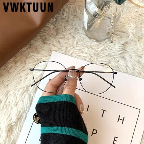 VWKTUUN Round Eye glasses Frames For Women Optical Mens Glasses Frames 2020 Myopia Metal Eyeglass frame