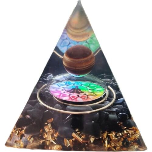 5.5-6cm Orgonite Pyramid symbolizes the lucky obsidian pyramid energy converter to gather wealth and prosperity resin decor