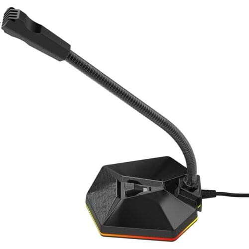 USB Professional Microphone with RGB Light Desktop PC Studio Capacitive Noise reduction Flexible Microphone for Live Streaming