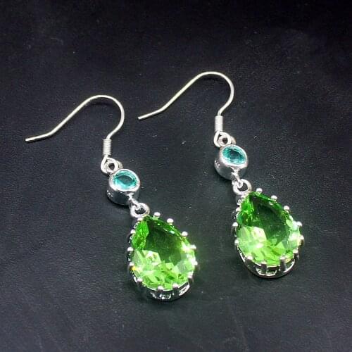 Gemstonefactory Big Promotion Single Unique 925 Silver Teardrop Cute Topaz Dangle Drop Earrings Jewelry for Women Mom 20213730