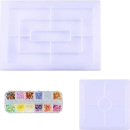 2 Pack Silicone Tray Resin Mold with Edges,Rectangle Rolling Tray Mold for Epoxy Casting DIY Jewelry Holder Agate Tray