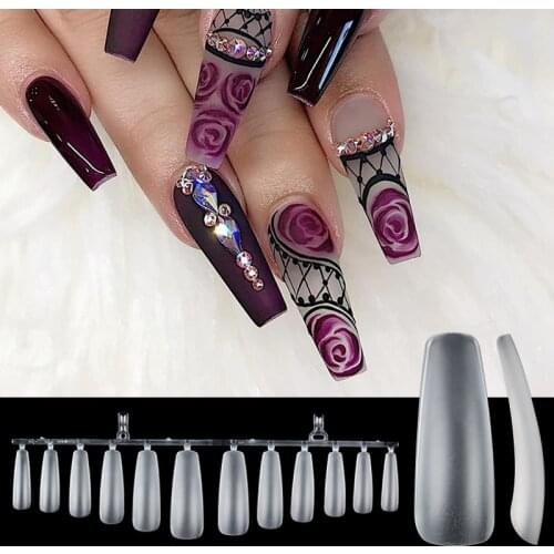 Ultra Thin Clear Full Cover Acrylic False Nail Tips ABS material Coffin Shape False Nail Tips