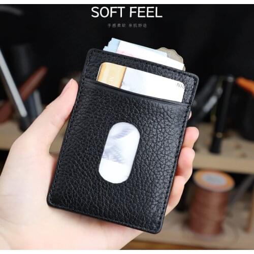 Ultra Thin Men Genuine Leather Card Holder Bag Mini Small Coin Purse Pouch Business Card Slot Pocket Credit Bank Cards Case