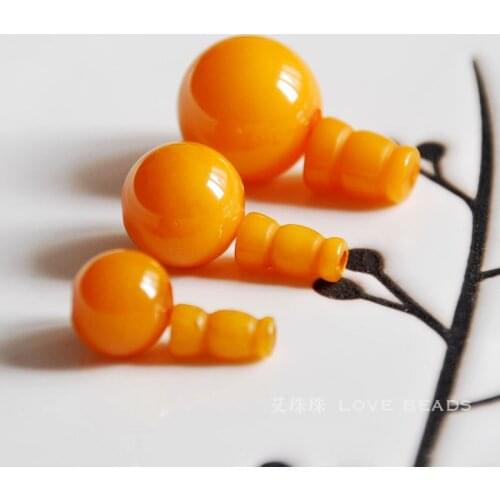 Yellow resin three holes beads tibet ghuru guru loose beads jewelry making DIY for women
