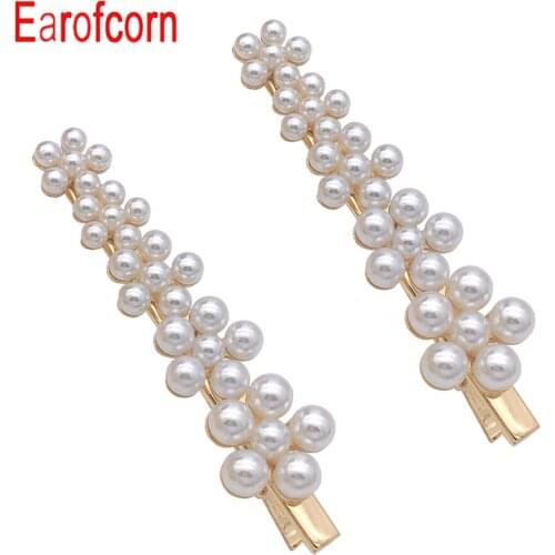 Earofcorn 2019 Fashion Girl Shiny Pearl Hairpin Simple Elegant Durable Hair Clip Hair Accessories Gift jewelry for Women 2 pcs