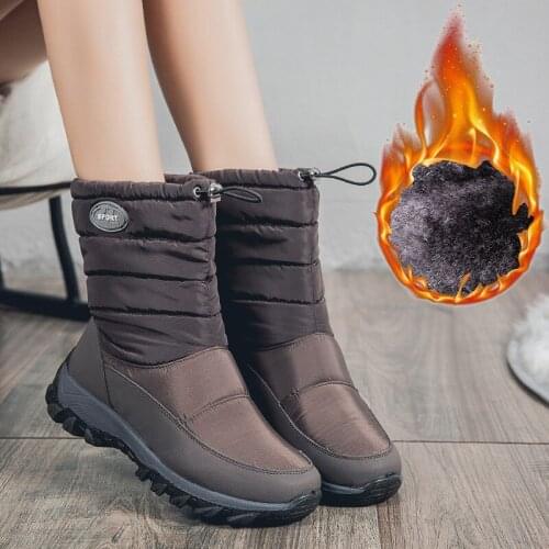 2021New Women Boots Winter Ankle Waterproof Warm Snow Boots Platform Keep With Thick Fur Heels Botas Mujer chaussures femme