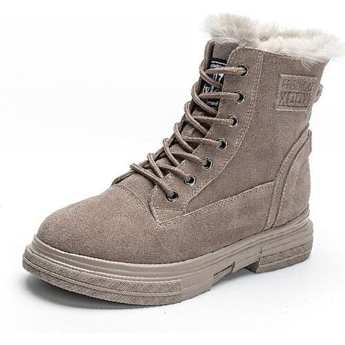 Tilocow Women Winter Short Plush Boots for Women Warm Flat With Real Leather Shoes Woman Platform Ankle Boots Female New 2021