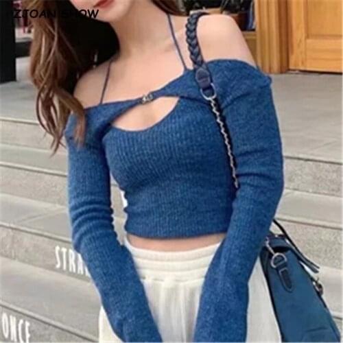 Женские пуловеры с открытыми плечами ZJOAN SHOW China At AliExpress