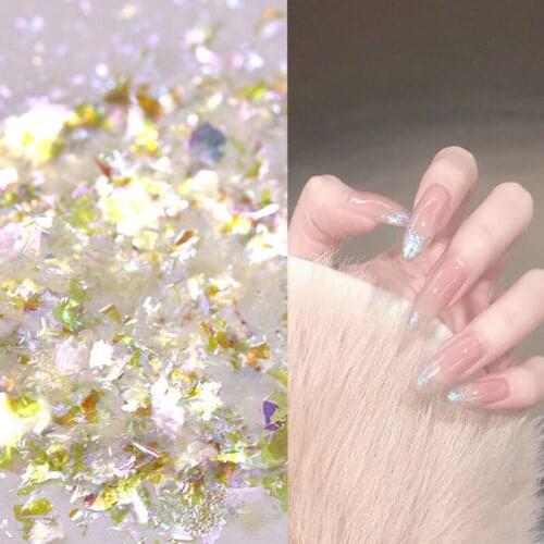 1pcs Nail Flash Ice Crystal Purple Snow White Powder Symphony Flash Polarized Damask Powder Nail Sticker Decoration for Nails