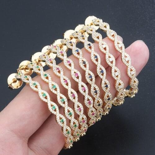 2020 Gold Colorful Goddess Grace Eyes AAA Cubic Zirconia Big Round Earrings Fashion Female Party Gift For Womens Fashion Jewelry