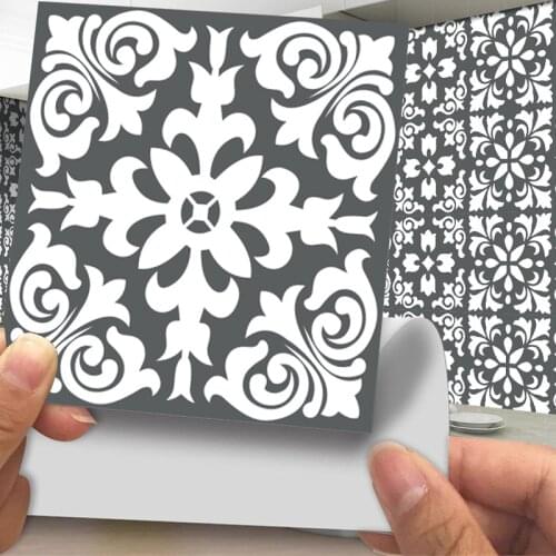 24Pcs/set Vintage Grey Mosaic Tile Stickers Waterproof Art Wallpaper Self Adhesive Waterproof Bathroom Kitchen Wall Decor