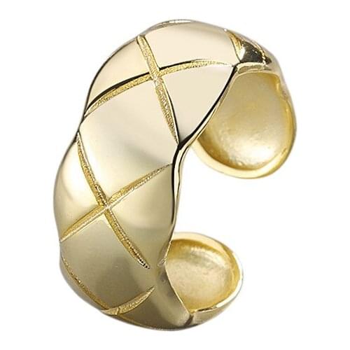 100% 925 Sterling Silver Trendy Rhombic-shaped Grid Design Lady Party Ring Wholesale Jewelry For Women New Year Gift