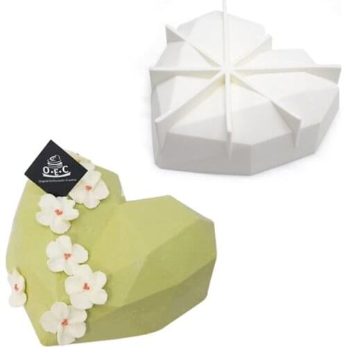 3D Diamond Love Heart Shape Silicone Molds for Baking Mousse Dessert Cake Molds