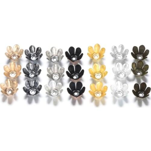 50pcs/lot Alloy Retro Filigree Bead Caps Carved Flower Bead End Caps DIY Spaced Beads Charms Findings Jewelry Making Supplies