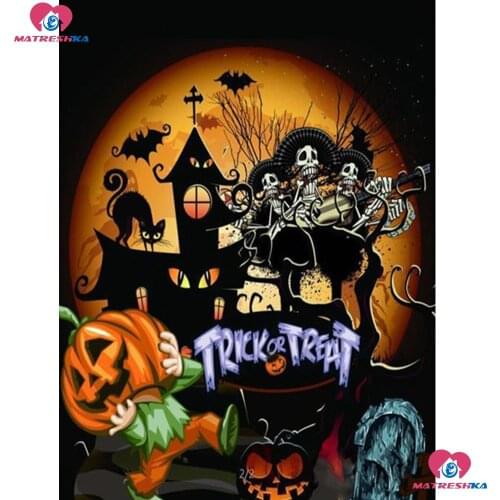 DIY 5d diamond painting new arrivals Full diamond embroidery full display rhinestones pictures Halloween diamond mosaic sales