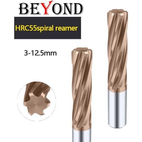 BEYOND Tungsten Steel Machine Reamer Spiral Coated Alloy Straight Shank High Precision Carbide Chucking Cutter 6 Flutes 3-12.5mm