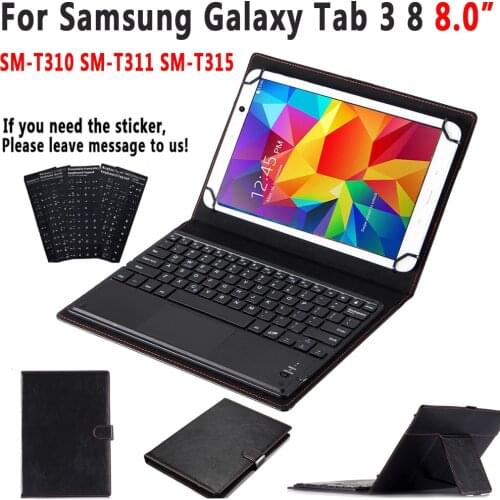 TouchPad Keyboard Case for Samsung Galaxy Tab3 Tab 3 8 8.0 SM-T310 SM-T311 T310 Pu Leather Cover Bluetooth Keyboard + Stylus Pen