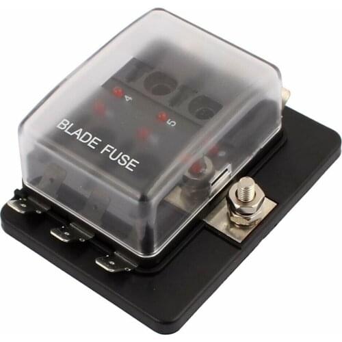 DC32V 100A (Max.) Terminals Circuit 6-Way Blade Fuse Block LED Light