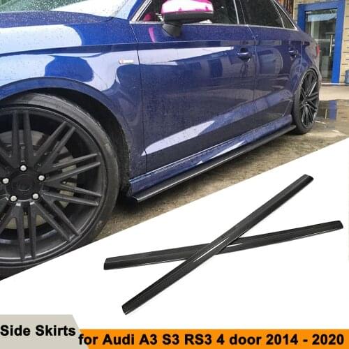 For Audi A3 S3 RS3 Carbon Fiber Side Skirts Bumper Extension Body Kits Side Blade Door Aprons Protecter 2014 -2020