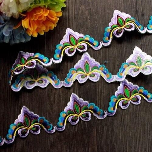 Miao embroidery stitch crochet cotton fabric lace iron on trim 6cm dress collar ribbon tape webbing ethnic tribal thai boho DIY