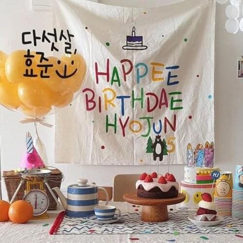 Ins Tide South Korea Web Celebrity Birthday Background Wall Hanging Flag Hang Cloth Baby Children Party Decoration Photo Props