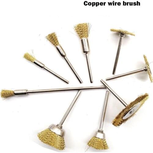 2Pcs Mini Copper Wire Brush Nail Drill Bit Brush Cleaning Portable Tools Milling Cutter for Manicure Burr Bits Cleaner