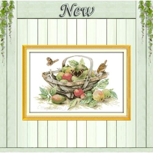 Fruit basket butterfly peach decor painting counted printed on canvas DMC 11CT 14CT kits Cross Stitch embroidery needlework Sets