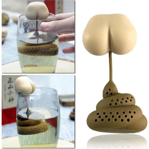 Reusable Silicone Tea Infuser Creative Poop Shaped Funny Herbal Tea Bag Reusable Coffee Filter Diffuser Strainer Tea Accessories