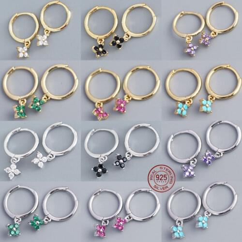 Multi-Color Crystal Earring 925 Sterling Silver Fashion Zircon Hoop Drop Earrings For Women Fine 2021 Trend Jewelry Accessories