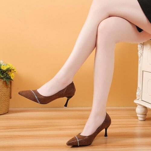 New Selling Fashion Womens High Heel Luxury Rhinestone Fashion Designer Banquet Sexy Snake Skin Pattern Womens Shoes W32-41