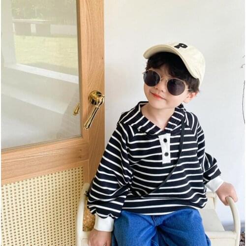 2021 New Girls Boys Striped Hooded Sweatshirt Fashion Cotton Full sleeve Autumn Kids Sweatshirt 1-7t MY956