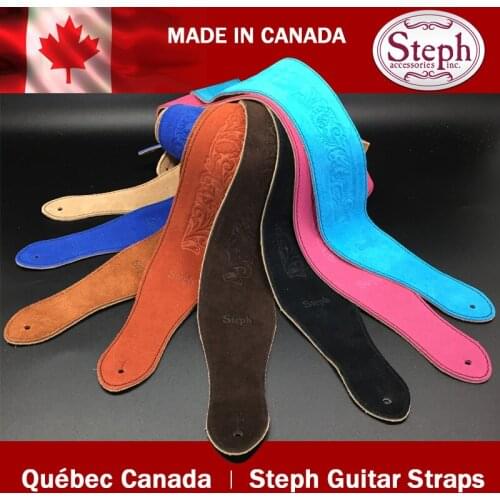 Steph Handmade BS-2214 Suede Genuine Leather Guitar Strap, Made in Canada