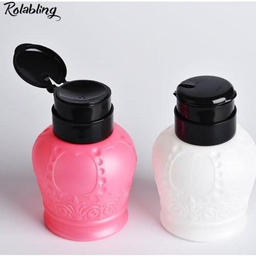 Rolabling 250ml Empty Pump Alcohol Liquid Dispenser Press Bottle Nail Polish Remover Cleaner Bottle Make up Refillable Container