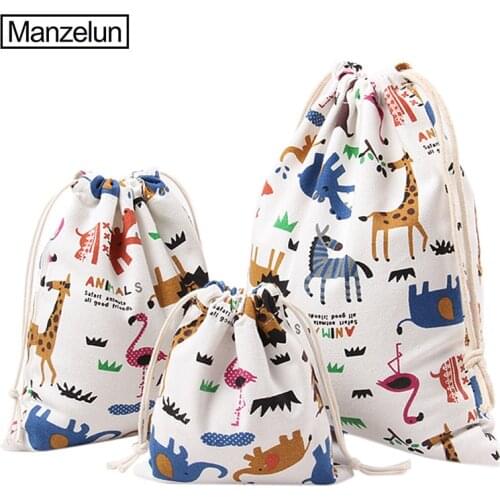 Flamingo Cotton Earphone Storage Bag Animal Printing Women Travel Bag Portable Drawstring Cosmetic Jewelry Gift Pouch Organizer