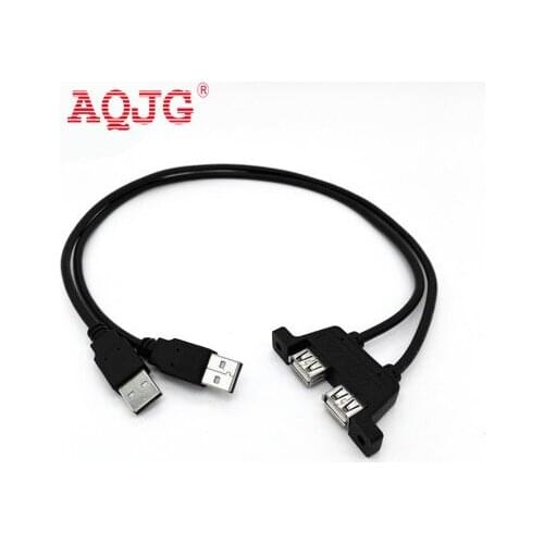 USB 2.0 A female panel mount Combo Dual USB 2.0 Male to Female Extension Cable 20cm with Screw Panel Mount Holes AQJG