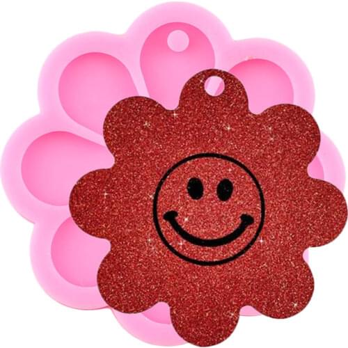 Smile Face Silicone Mold Flower Keychain Epoxy Resin Mould DIY Craft Charms Necklace Jewelry Pendant Polymer Clay Moulds