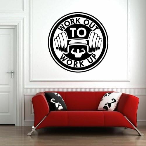 Gym Logo Wall Decal Workout Fitness Motivation Quotes Art Door Window Vinyl Sticker Club Interior Decor Bodybuilding Mural Q425