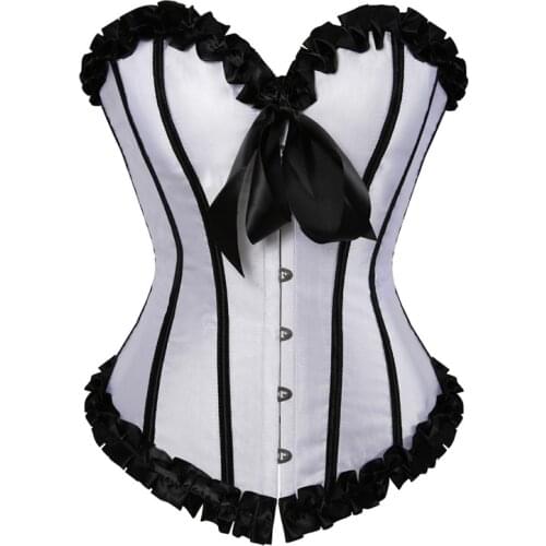 Vintage Corsets Lace Up Bustier Plus Size Korsett For Women Striped Gothic Gorset Sexy Boned Corselet Burlesque Outfit