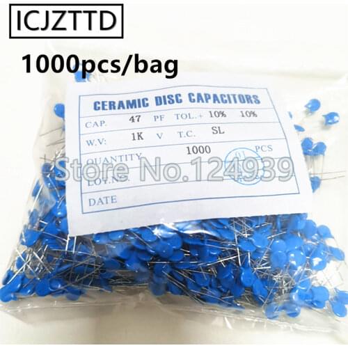 1000pcs High voltage Ceramic Capacitor 47P 5mm 1KV 47 1000V 1KV 47pf p5mm