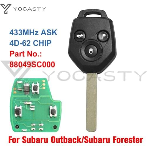 YOCASTY For Subaru Forester Outback Legacy 2008 2009 2010 2013 2014 4D-62 CHIP Car Keyless Entry Remote Key 88049SC000 433MHz