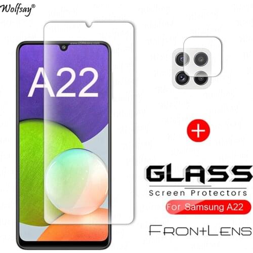 For Samsung Galaxy A22 Glass For Samsung A22 Tempered Glass HD Full Glue coverage Screen Protector Camera Film Galaxy A22 Glass