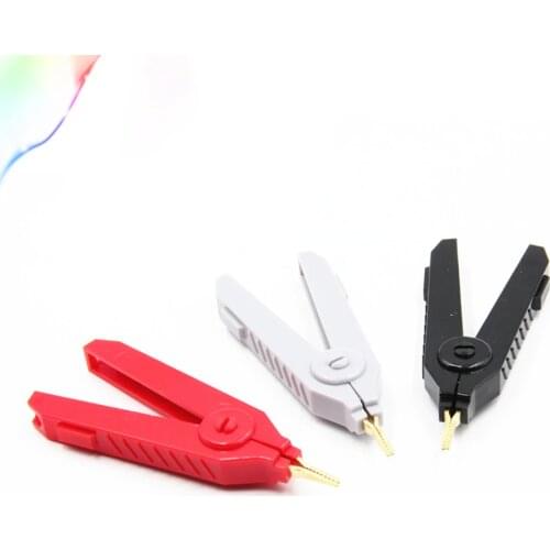 3PCS/sets Alligator Clip 90mm Kelvin Copper Gold Plate Clip Grey+Black+Red