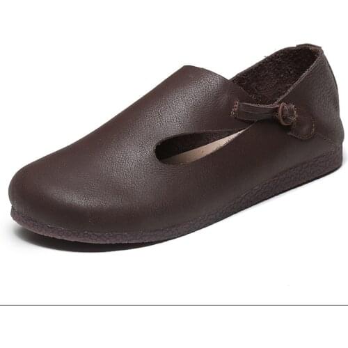 Woman Loafers Casual Quality Slip On Female Flat Shoes Luxury Designers Genuine Leather Casual Round Toe Spring Autumn Shoes