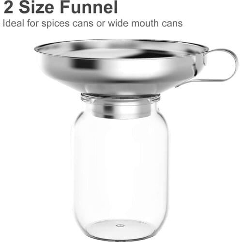 Wide Mouth Liquid Funne For Jars Stainless Steel Canning Funnels Flask Filter For Oil Wine Water Spices Kitchen Tools Gadgets