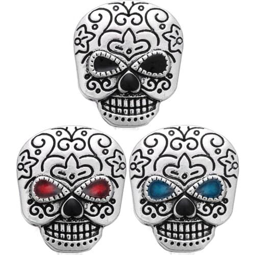 10pcs/lot 2019 New Snap Jewelry Flower Skull Vintage Metal 18mm Snap Buttons for 18MM Snap Bracelet for Women